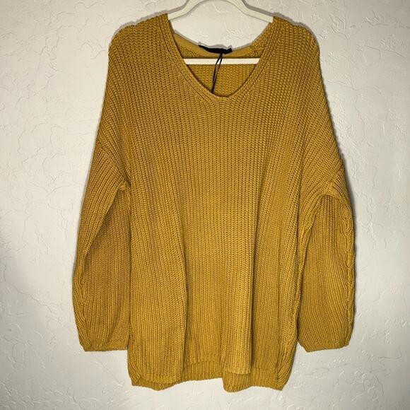 Jenni Kayne cotton cabin sweater in mustard NWT size large - Picture 2 of 6
